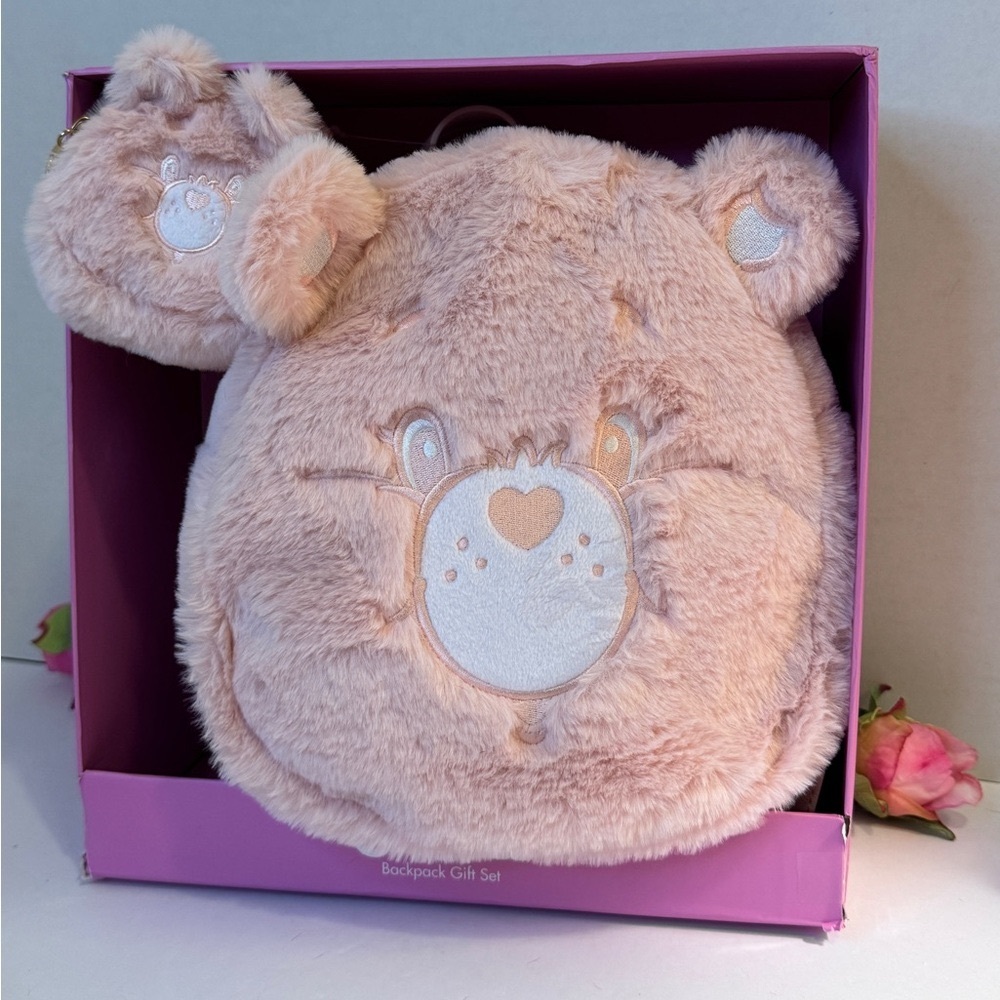 🩷 Cute CareBears Pink Plush Backpack Gift Set
